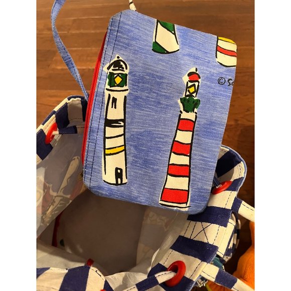 Sally Hess Lighthouse Canvas Tote Barrel Bag Backpack - Picture 8 of 11
